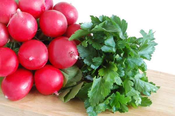 Fresh radish and greens — Stock Photo, Image