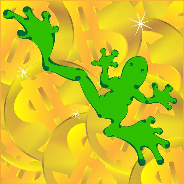 Grenouille et argent — Image vectorielle