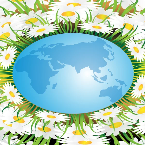 地球和洋甘菊 — 图库矢量图片