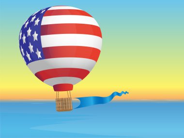 Balloon and sea landscape clipart