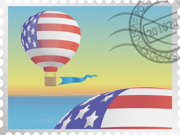 Das Ballonbild auf einer Briefmarke — Stockvektor