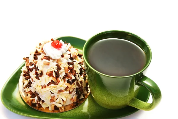 Šálek čaje a dortu. — Stock fotografie