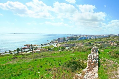 Limassol view and Amathus ruins clipart