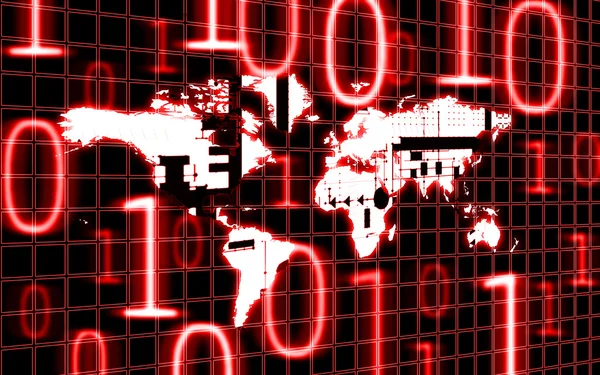 Mapa mundial e código binário — Fotografia de Stock