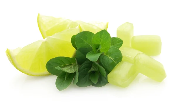 Candy with lime and mint — Stock Photo, Image