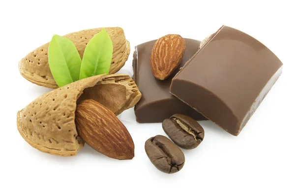 Almonds with chocolate — Stock Photo, Image