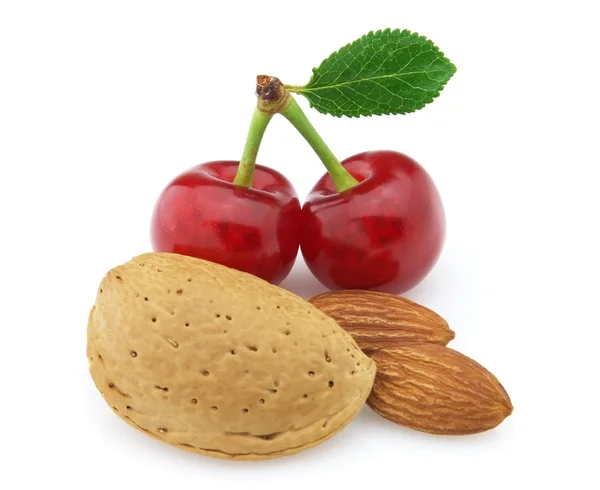 Almonds with cherry — Stock Photo, Image