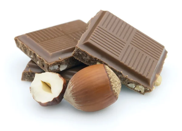 Chocolate with hazelnuts — Stock Photo, Image