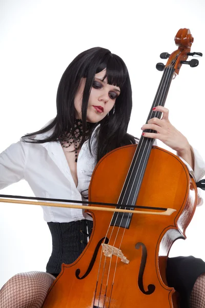 Ragazza romantica suonare il violoncello — Foto Stock