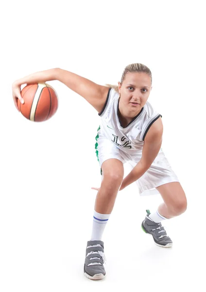 Female basketball player in action — Stock Photo, Image