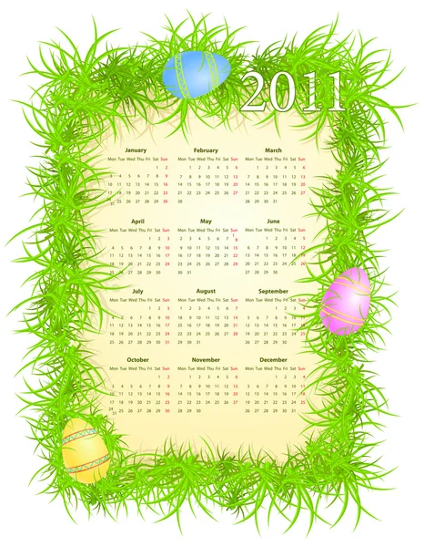 Εικονογράφηση φορέας Πάσχα ημερολόγιο 2011 — Διανυσματικό Αρχείο