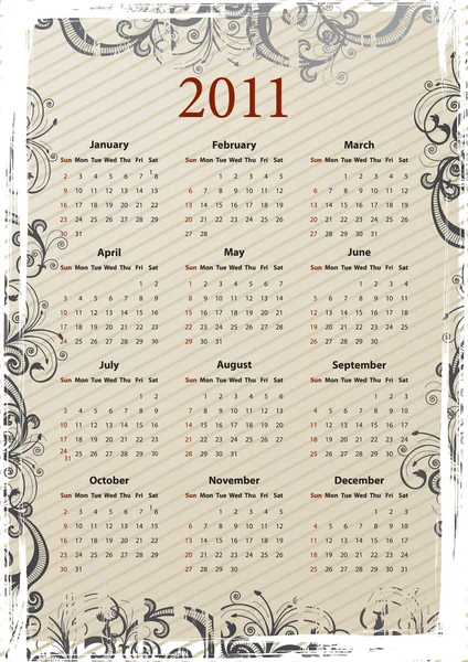 Vektor grungy Kalender 2011 — Stock vektor