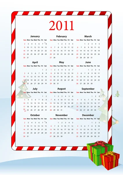 Illustrazione vettoriale del calendario americano 2011 — Vettoriale Stock