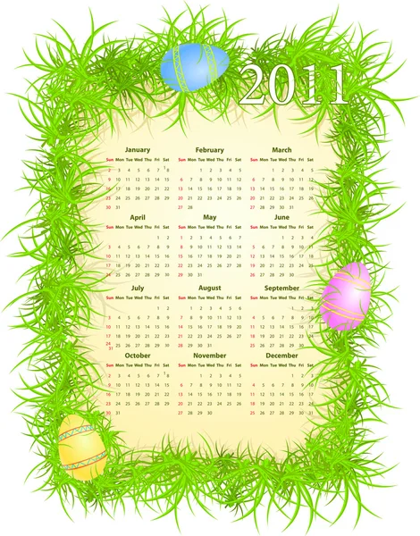 Vektor illustration av påsk Kalender 2011 — Stock vektor