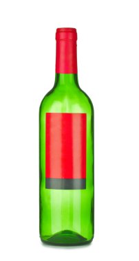 Green emprty bottle for wine with label clipart