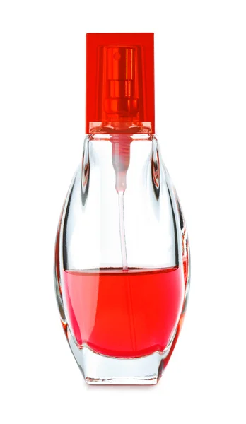 Flacon de parfum rouge isolé — Photo