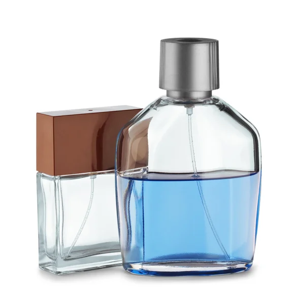 Дві пляшки парфумів ізольовані — стокове фото