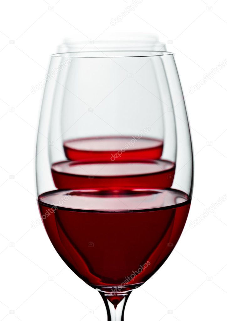 Three half line wineglases