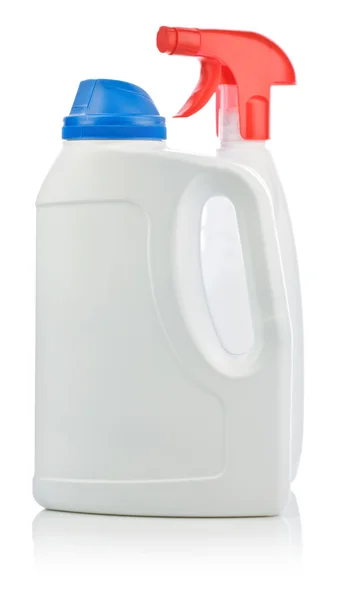 Grande recipiente e frasco de spray vermelho — Fotografia de Stock