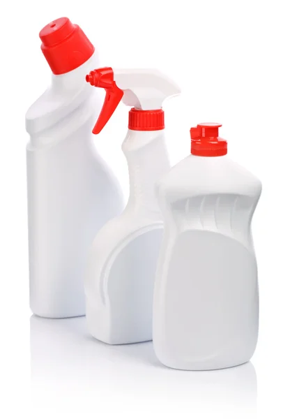 Três garrafa de limpeza — Fotografia de Stock