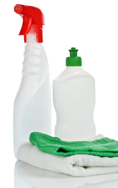 Due bottiglie e asciugamani — Foto Stock
