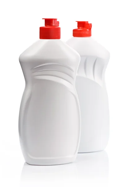 Бутылки с красной крышкой — стоковое фото