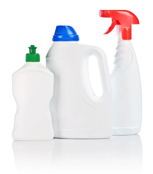 Pequena e grande garrafa e spray — Fotografia de Stock