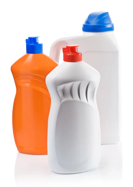 Drie flessen voor het reinigen — Stockfoto