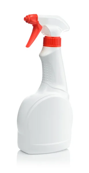 Witte spray fles met rode handvat — Stockfoto