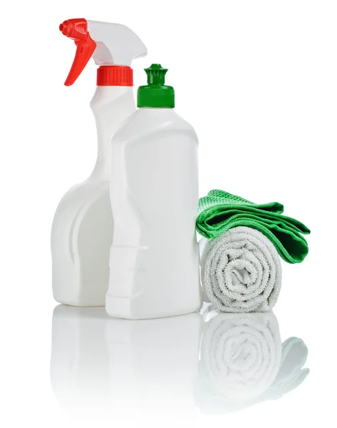 Flaskor och tillbehör för rengöring — Stockfoto