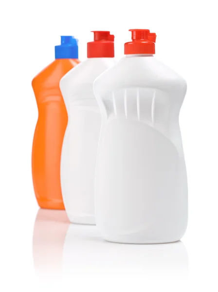 Three white kitchen bottle — Stockfoto