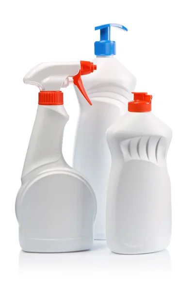 Weiße Küchen-Reinigungsflaschen — Stockfoto