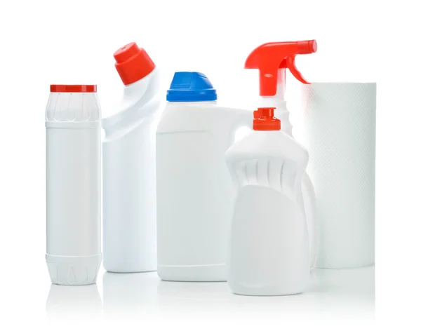 Grote samenstelling van het reinigen van flessen — Stockfoto