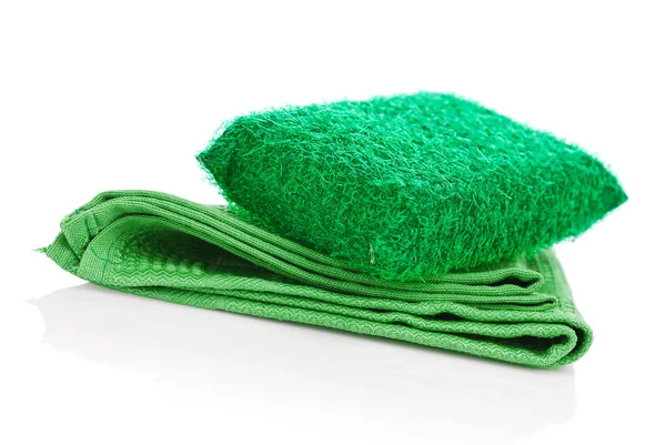 Kitchen napkin and sponge — Stock Photo, Image