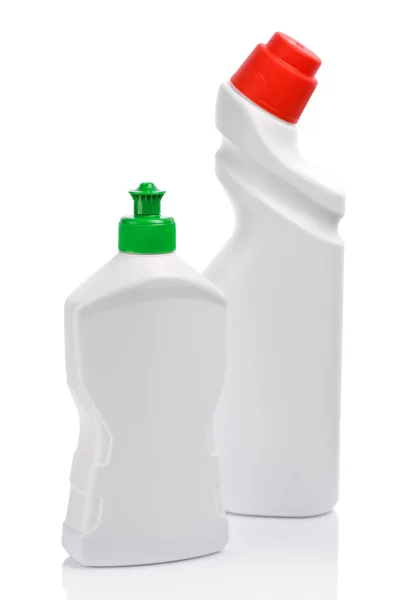 Dwie butelki białego na białym tle — Zdjęcie stockowe