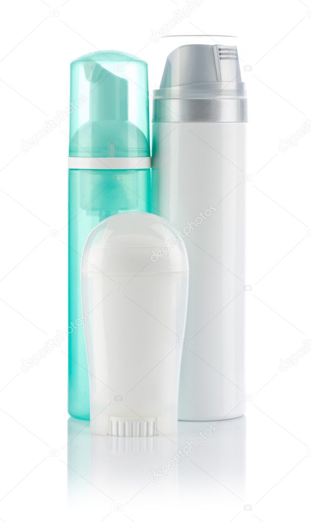 Deodorant and spray bottles