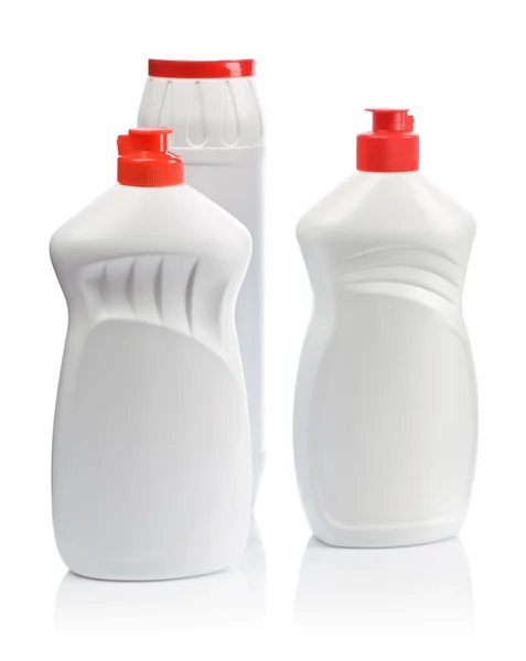 Whit tres botellas para limpiar —  Fotos de Stock