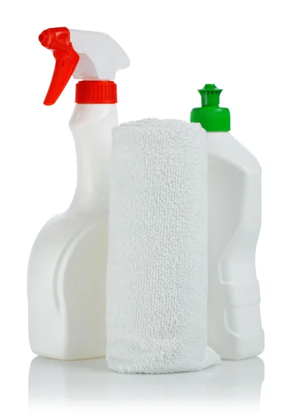 Handduk och flaskor — Stockfoto