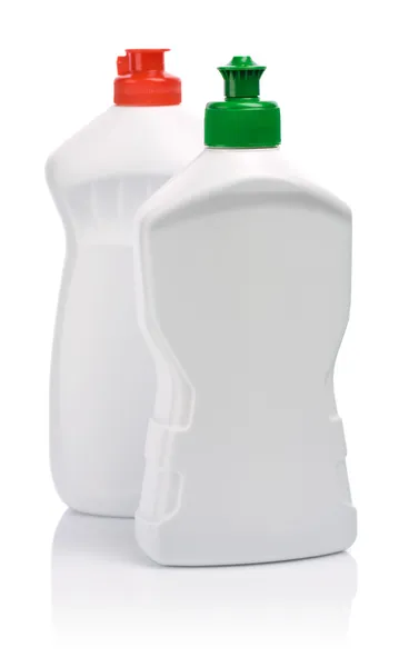 Dwa białe czyste butelki — Zdjęcie stockowe