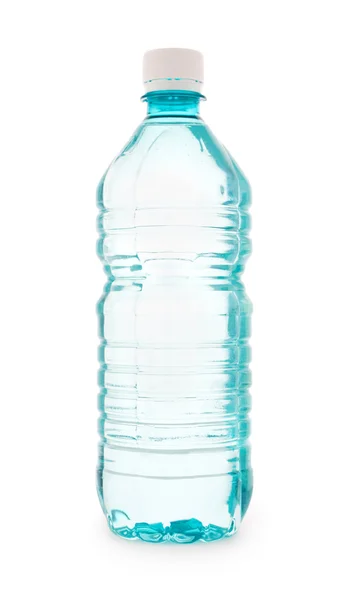 Бирюзовая пластиковая бутылка воды — стоковое фото