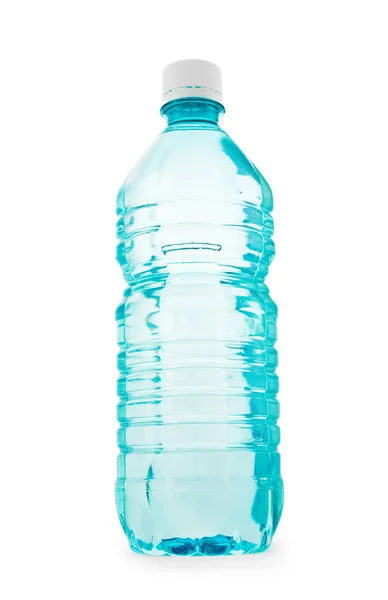 Turquoise transparante geïsoleerde fles water — Stockfoto