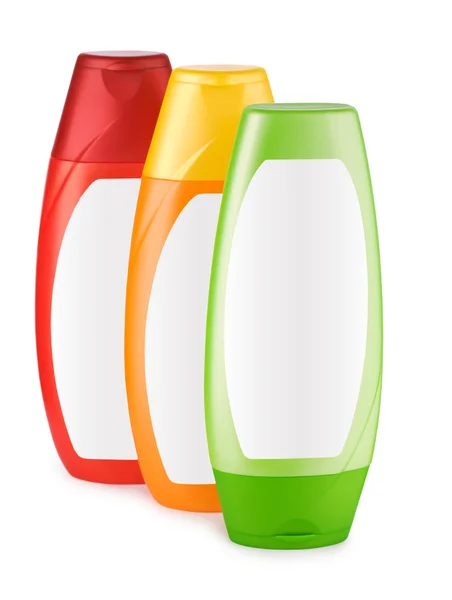 Bottiglia verde rossa e gialla isolata — Foto Stock
