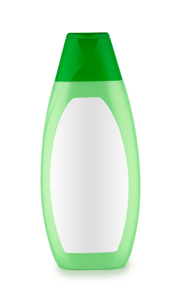 Green bottle of shampoo isolated — Stock Photo, Image
