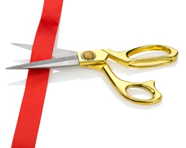 Scissors with a red tape clipart