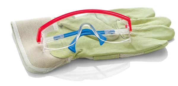 Óculos na luva protetora isolada — Fotografia de Stock