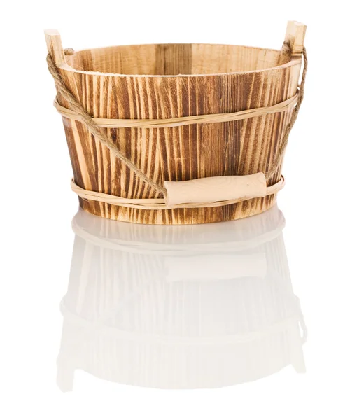 Izolované dřeva kbelík — Stock fotografie