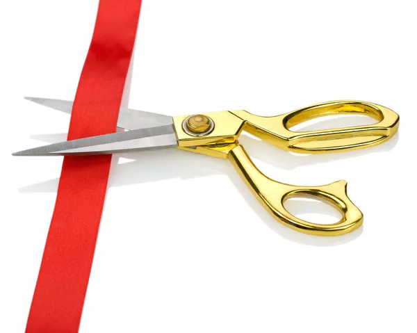 Scissors with a red tape — Stock Photo, Image