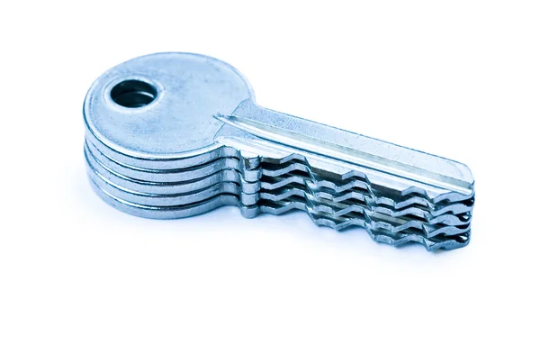Pilha de chaves tonificada azul — Fotografia de Stock