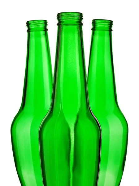 Haut de la bouteille de bière verte isolé — Photo