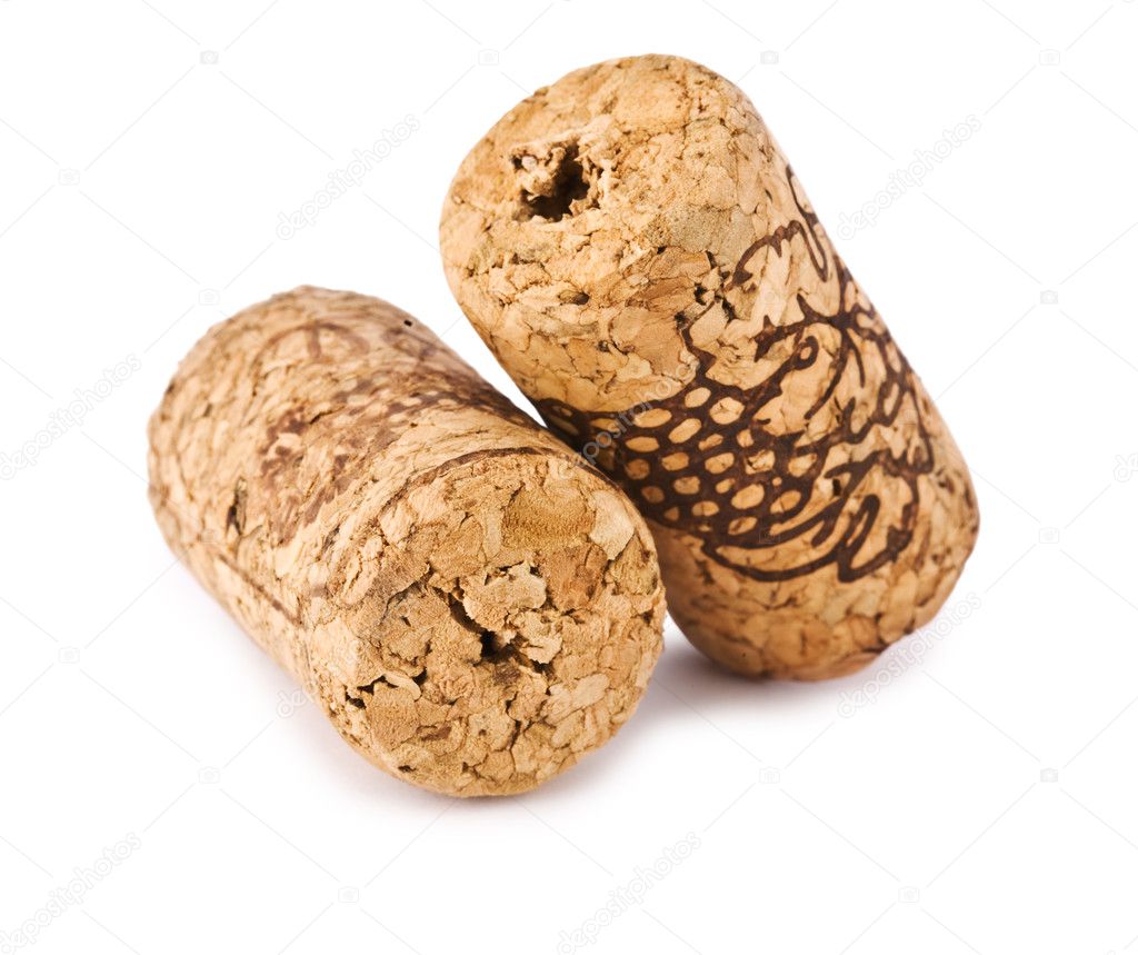 Isolated two wine cork